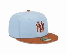 Load image into Gallery viewer, New York Yankees New Era MLB 59FIFTY 5950 Fitted Cap Hat Sky Blue Crown Dark Orange Visor Dark Orange Logo (2-Tone Color Pack)