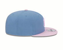 Load image into Gallery viewer, New York Yankees New Era MLB 9FIFTY 950 Snapback Cap Hat Dark Sky Blue Crown Pink Visor Pink/White Logo (2-Tone Color Pack)