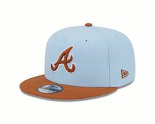 Load image into Gallery viewer, Atlanta Braves New Era MLB 9FIFTY 950 Snapback Cap Hat Dark Sky Blue Crown Dark Orange Visor Dark Orange Logo (2-Tone Color Pack)