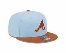 Load image into Gallery viewer, Atlanta Braves New Era MLB 9FIFTY 950 Snapback Cap Hat Dark Sky Blue Crown Dark Orange Visor Dark Orange Logo (2-Tone Color Pack)