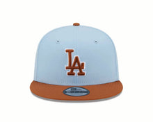 Load image into Gallery viewer, Los Angeles Dodgers New Era MLB 9FIFTY 950 Snapback Cap Hat Dark Sky Blue Crown Dark Brown Visor Dark Brown/White Logo (2-Tone Color Pack)