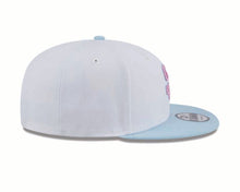 Load image into Gallery viewer, San Diego Padres New Era MLB 9FIFTY 950 Snapback Cap Hat White Crown Dark Sky Blue Visor Pink/Blue Logo (2-Tone Color Pack)