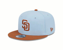 Load image into Gallery viewer, (Youth) San Diego Padres New Era MLB 9FIFTY 950 Kid Snapback Cap Hat Dark Sky Blue Crown Dark Orange Visor Dark Orange Logo (2-Tone Color Pack)