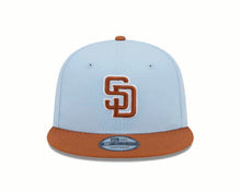 Load image into Gallery viewer, (Youth) San Diego Padres New Era MLB 9FIFTY 950 Kid Snapback Cap Hat Dark Sky Blue Crown Dark Orange Visor Dark Orange Logo (2-Tone Color Pack)
