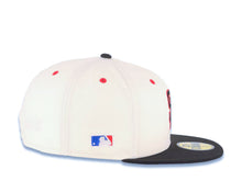 Load image into Gallery viewer, San Diego Padres New Era MLB 59FIFTY 5950 Fitted Cap Hat Cream Crown Black Visor Black/Red Logo Batterman Batty Side Patch Gray Logo