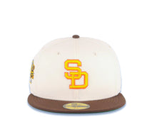 Load image into Gallery viewer, San Diego Padres New Era MLB 59FIFTY 5950 Fitted Cap Hat Cream Crown Brown Visor Gold/Orange Cooperstown Logo Stadium Side Patch Green UV