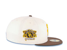 Load image into Gallery viewer, San Diego Padres New Era MLB 59FIFTY 5950 Fitted Cap Hat Cream Crown Brown Visor Gold/Orange Cooperstown Logo Stadium Side Patch Green UV