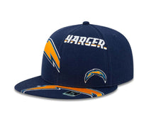 Load image into Gallery viewer, San Diego Chargers Reebok NFL Fitted Hat Navy Crown/Visor Team Color Superlogo Big Large Logo