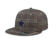 Load image into Gallery viewer, Dallas Cowboys Reebok Fitted Cap Hat Brown Plaid Crown/Visor Navy Logo
