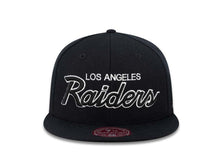 Load image into Gallery viewer, Los Angeles Raiders Mitchell & Ness Fitted Cap Hat Black Crown/Visor Black/White Script Logo