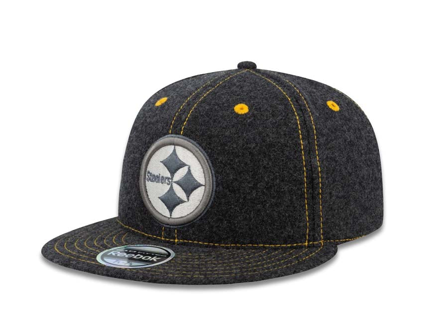 Pittsburgh Steelers Reebok NFL Flat Visor Flexfit Cap Hat Gray Melton –  Capland