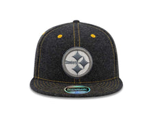 Load image into Gallery viewer, Pittsburgh Steelers Reebok NFL Flat Visor Flexfit Cap Hat Gray Melton Crown/Visor White/Black/Gray Logo