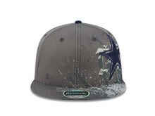 Load image into Gallery viewer, Dallas Cowboys Reebok NFL Flat Visor Flexfit Cap Hat Gray Crown/Visor Blue Side Logo With Screen Printed Paint Splatter