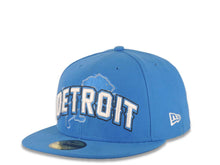 Load image into Gallery viewer, Detroit Lions New Era NFL 59FIFTY 5950 Fitted Sideline Cap Hat Sky Blue Crown/Visor White/Sky Blue Text Logo