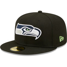 Load image into Gallery viewer, Seattle Seahawks New Era NFL 59FIFTY 5950 Fitted Cap Hat Black Crown/Visor Team Color Logo