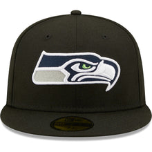 Load image into Gallery viewer, Seattle Seahawks New Era NFL 59FIFTY 5950 Fitted Cap Hat Black Crown/Visor Team Color Logo