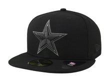 Load image into Gallery viewer, Dallas Cowboys New Era NFL 59FIFTY 5950 Fitted Basic Cap Hat Black Crown/Visor Black/Dark Gray Logo