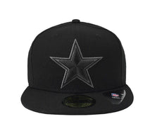 Load image into Gallery viewer, Dallas Cowboys New Era NFL 59FIFTY 5950 Fitted Basic Cap Hat Black Crown/Visor Black/Dark Gray Logo