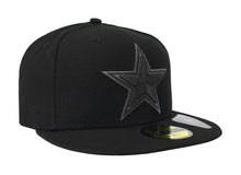Load image into Gallery viewer, Dallas Cowboys New Era NFL 59FIFTY 5950 Fitted Basic Cap Hat Black Crown/Visor Black/Dark Gray Logo