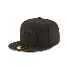 Load image into Gallery viewer, Los Angeles Chargers NFL Fitted Cap Hat Black Crown/Visor Black Logo