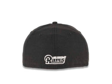 Load image into Gallery viewer, Los Angeles Rams New Era NFL 59FIFTY 5950 Fitted Cap Hat Black Crown/Visor Black/White Text Logo