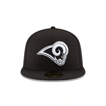 Load image into Gallery viewer, Los Angeles Rams New Era NFL 59FIFTY 5950 Fitted Cap Hat Black Crown/Visor Black/White Logo