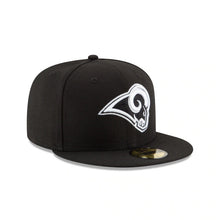 Load image into Gallery viewer, Los Angeles Rams New Era NFL 59FIFTY 5950 Fitted Cap Hat Black Crown/Visor Black/White Logo
