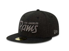 Load image into Gallery viewer, Los Angeles Rams New Era NFL 59FIFTY 5950 Fitted Cap Hat Heather Black Crown/Visor Dark Gray Script Logo