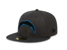 Load image into Gallery viewer, San Diego Chargers New Era NFL 59FIFTY 5950 Fitted Cap Hat Heather Dark Gray Crown/Visor Black/Sky Blue Logo