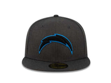 Load image into Gallery viewer, San Diego Chargers New Era NFL 59FIFTY 5950 Fitted Cap Hat Heather Dark Gray Crown/Visor Black/Sky Blue Logo