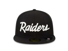 Load image into Gallery viewer, Oakland Raiders New Era 59FIFTY 5950 Fitted Cap Hat Black Crown/Visor White Script Logo