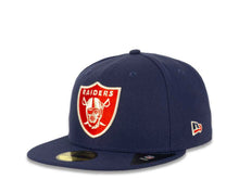 Load image into Gallery viewer, Oakland Raiders New Era NFL 59FIFTY 5950 Fitted Cap Hat Light Navy Blue Crown/Visor Red/White Logo