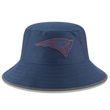 Load image into Gallery viewer, New England Patriots New Era NFL Bucket Cap Hat Navy Crown Navy/Red Logo (2018 NFL Training Camp)