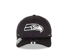Load image into Gallery viewer, Seattle Seahawks New Era NFL 39THIRTY 3930 Flexfit Cap Hat Black Crown/Visor Team Color Logo (2019 NFL Training Camp)