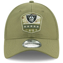 Load image into Gallery viewer, Oakland Raiders New Era NFL 9TWENTY 920 Adjustable 2019 Salute To Service Cap Hat Olive Crown/Visor Team Color Logo