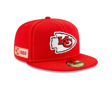 Load image into Gallery viewer, Kansas City Chiefs New Era NFL 59FIFTY 5950 Fitted 2019 Sideline Cap Hat Red Crown/Visor Team Color Logo