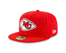 Load image into Gallery viewer, Kansas City Chiefs New Era NFL 59FIFTY 5950 Fitted 2019 Sideline Cap Hat Red Crown/Visor Team Color Logo