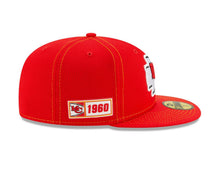 Load image into Gallery viewer, Kansas City Chiefs New Era NFL 59FIFTY 5950 Fitted 2019 Sideline Cap Hat Red Crown/Visor Team Color Logo