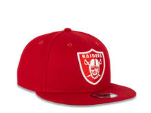 Load image into Gallery viewer, RAIDERS New Era 9FIFTY 950 Snapback Cap Hat Red Crown/Visor Red/White Logo 50th Anniversary Side Patch