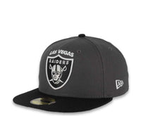 Load image into Gallery viewer, New Era NFL 59Fifty 5950 Fitted Las Vegas Raiders Cap Hat Graphite Crown Black Visor White/Black Logo