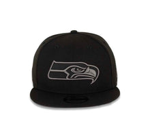 Load image into Gallery viewer, Seattle Seahawks New Era NFL 9FIFTY 950 Snapback Cap Hat Black Crown/Visor Dark Gray Logo