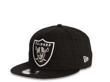 Load image into Gallery viewer, New Era NFL 9Fifty 950 Snapback Las Vegas Raiders Cap Hat Black Crown White/BlackLogo 75th Anniversary Side Patch Gray UV