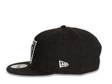 Load image into Gallery viewer, New Era NFL 9Fifty 950 Snapback Las Vegas Raiders Cap Hat Black Crown White/BlackLogo 75th Anniversary Side Patch Gray UV