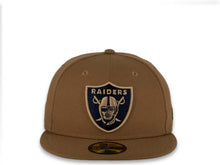 Load image into Gallery viewer, New Era NFL 59Fifty 5950 Fitted Las Vegas Raiders Cap Hat Wheat Crown Wheat/Navy Logo Navy UV