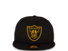 Load image into Gallery viewer, New Era NFL 59Fifty 5950 Fitted Las Vegas Raiders Cap Hat Black Crown Yellow/Black Logo Black UV