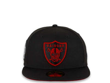 Load image into Gallery viewer, New Era NFL 59Fifty 5950 Fitted Las Vegas Raiders Cap Hat Black Crown Red/Black Logo Red UV