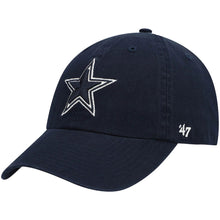 Load image into Gallery viewer, Dallas Cowboys '47 Brand NFL Clean Up Adjustable Cap Hat Dark Navy Crown/Visor Team Color Logo