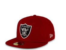 Load image into Gallery viewer, New Era NFL 59Fifty 5950 Fitted Las Vegas Raiders Cap Hat Red Crown White/Black Logo 60th Anniversary Side Patch Gray UV