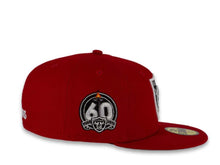 Load image into Gallery viewer, New Era NFL 59Fifty 5950 Fitted Las Vegas Raiders Cap Hat Red Crown White/Black Logo 60th Anniversary Side Patch Gray UV