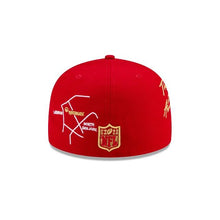Load image into Gallery viewer, San Francisco 49ers New Era NFL 59Fifty 5950 Fitted Hat Red Crown/Visor Team Color Logo with Multiple Patches Gray UV (City Transit)